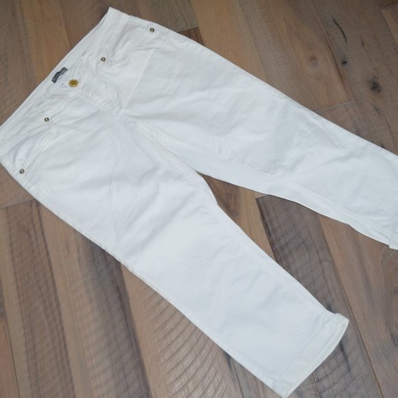 Women's 8 New Directions Weekend White Cropped Skinny Denim 22" Pants Jeans - Picture 2 of 8